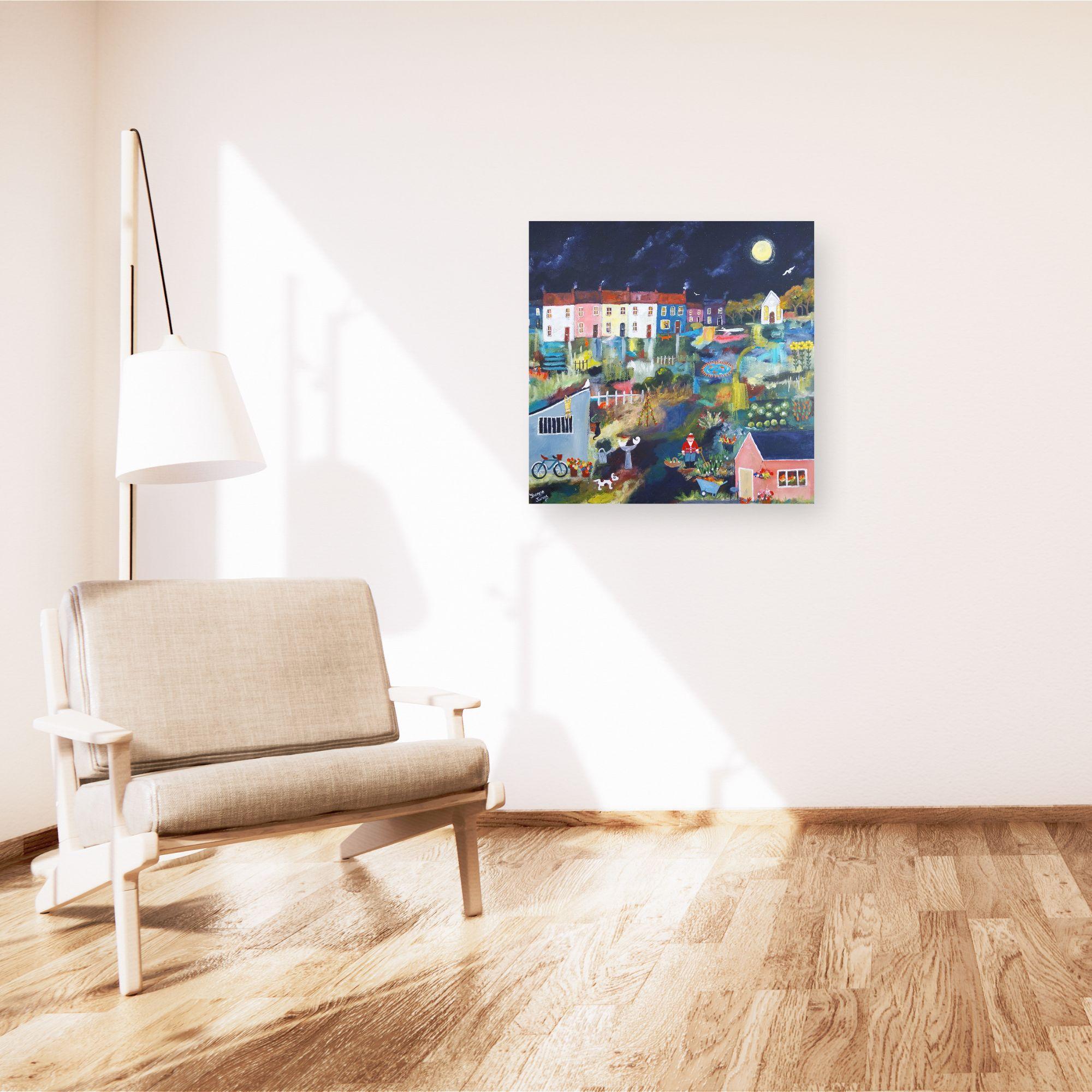 Now the Day is Over - original landscape cityscape painting - contemporary Art - Painting by Therese James