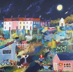 Now the Day is Over - original landscape cityscape painting - contemporary Art