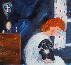 "Decir nuestras oraciones" Pintura contemporánea en técnica mixta sobre papel