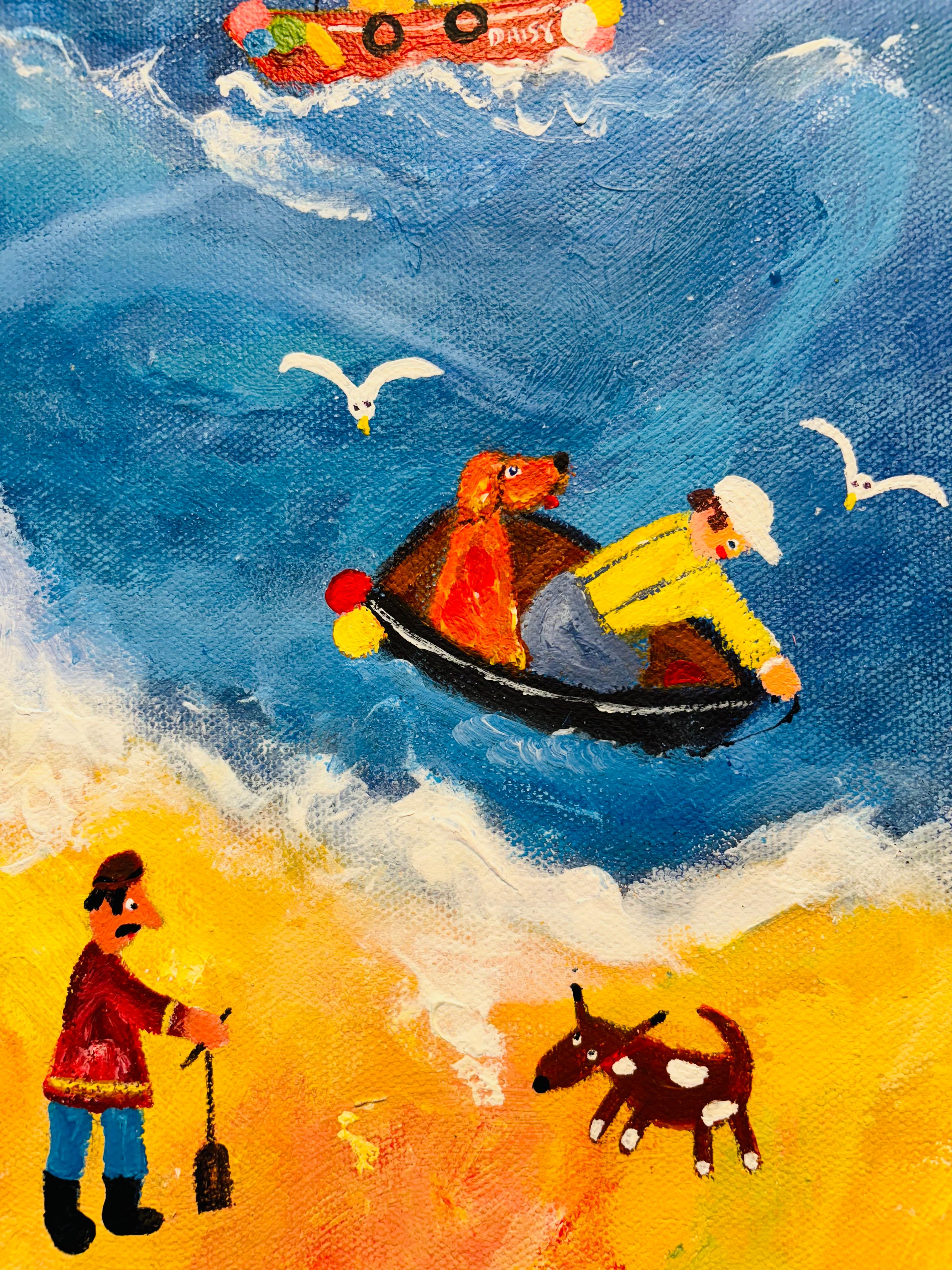 Sea Shanty-original seascape-figurative cityscape painting-contemporary Art For Sale 1