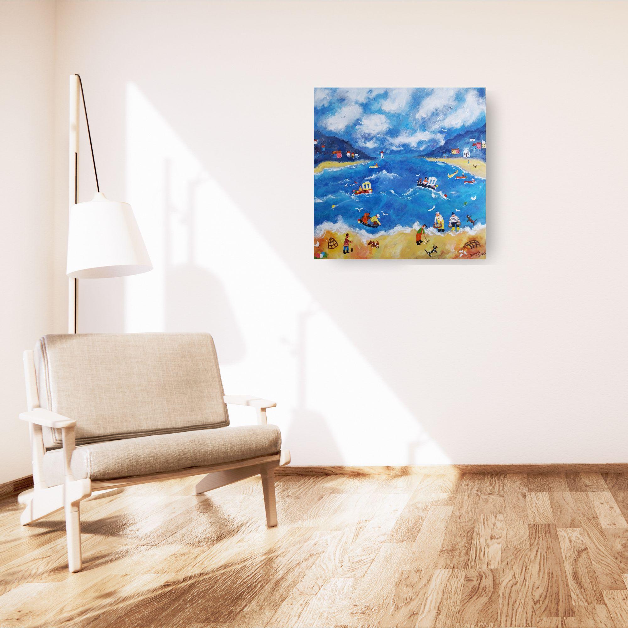 Sea Shanty-original seascape-figurative cityscape painting-contemporary Art For Sale 2