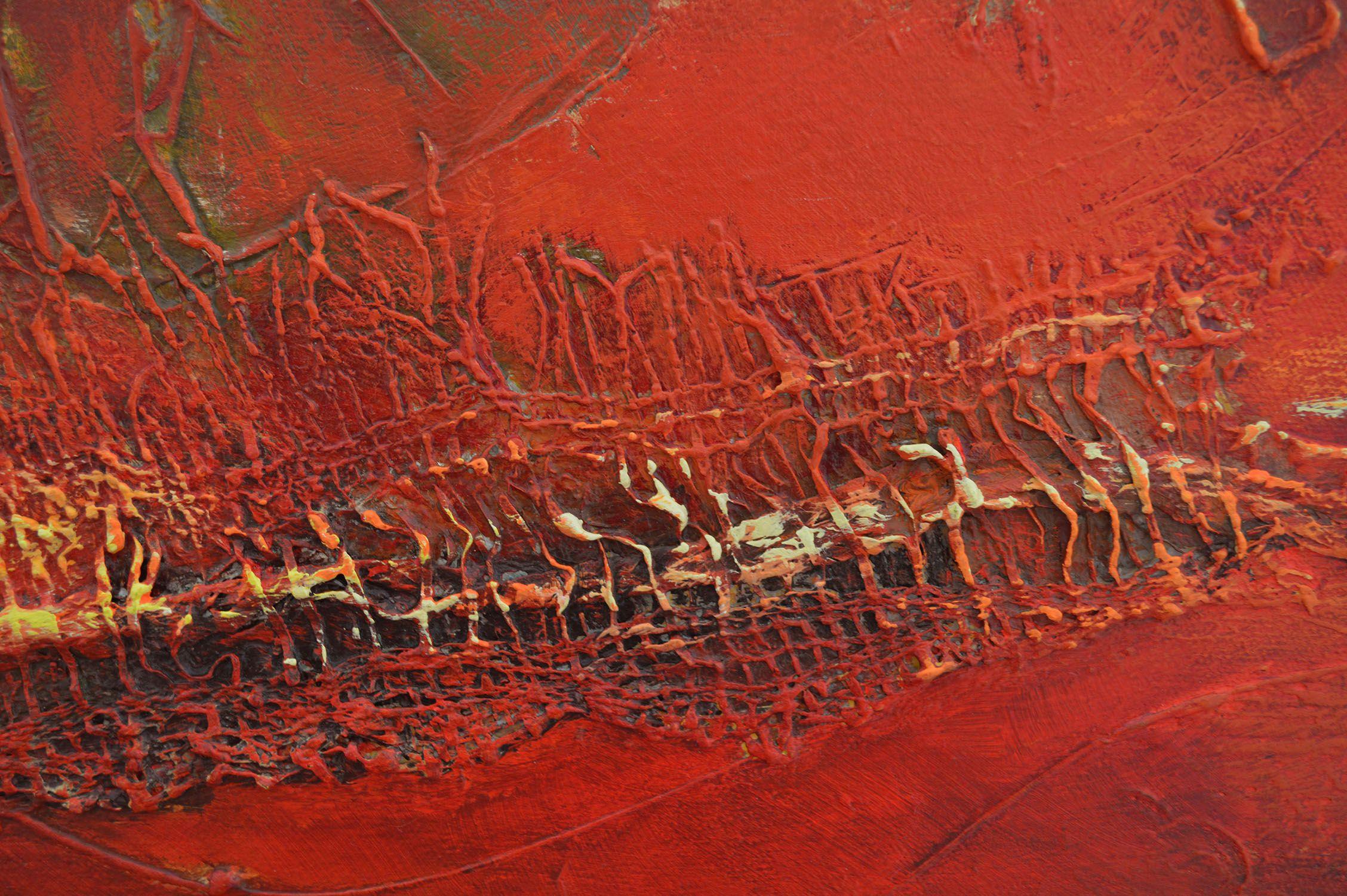 La llave del corazón, Pintura, Acrílico sobre lienzo - Abstract Painting Rojo de Therese Lydia Joseph
