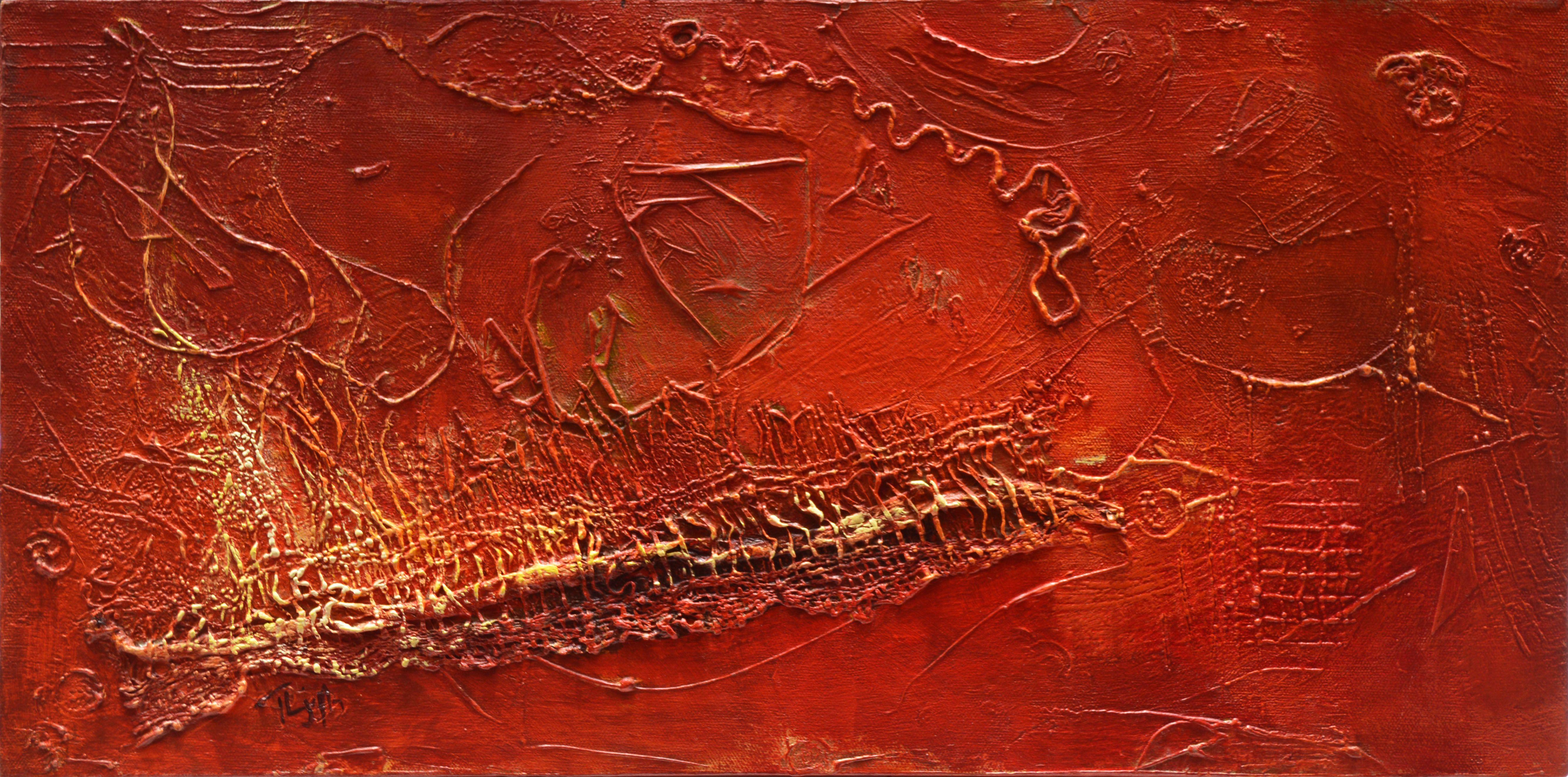 Abstract Painting de Therese Lydia Joseph - La llave del corazón, Pintura, Acrílico sobre lienzo
