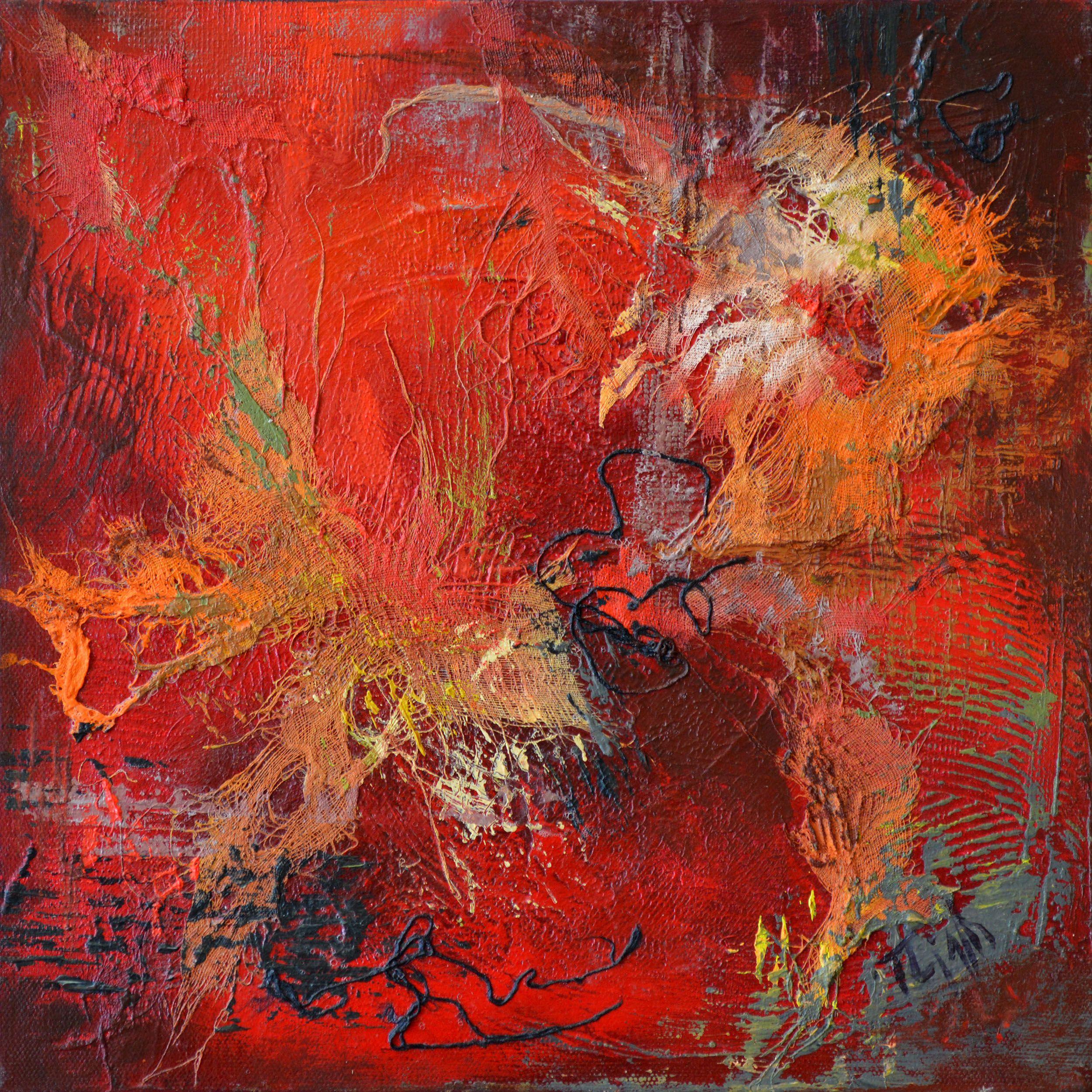 Therese Lydia Joseph Abstract Painting - Maples in Hot Sauce, Painting, Acrylic on Wood Panel