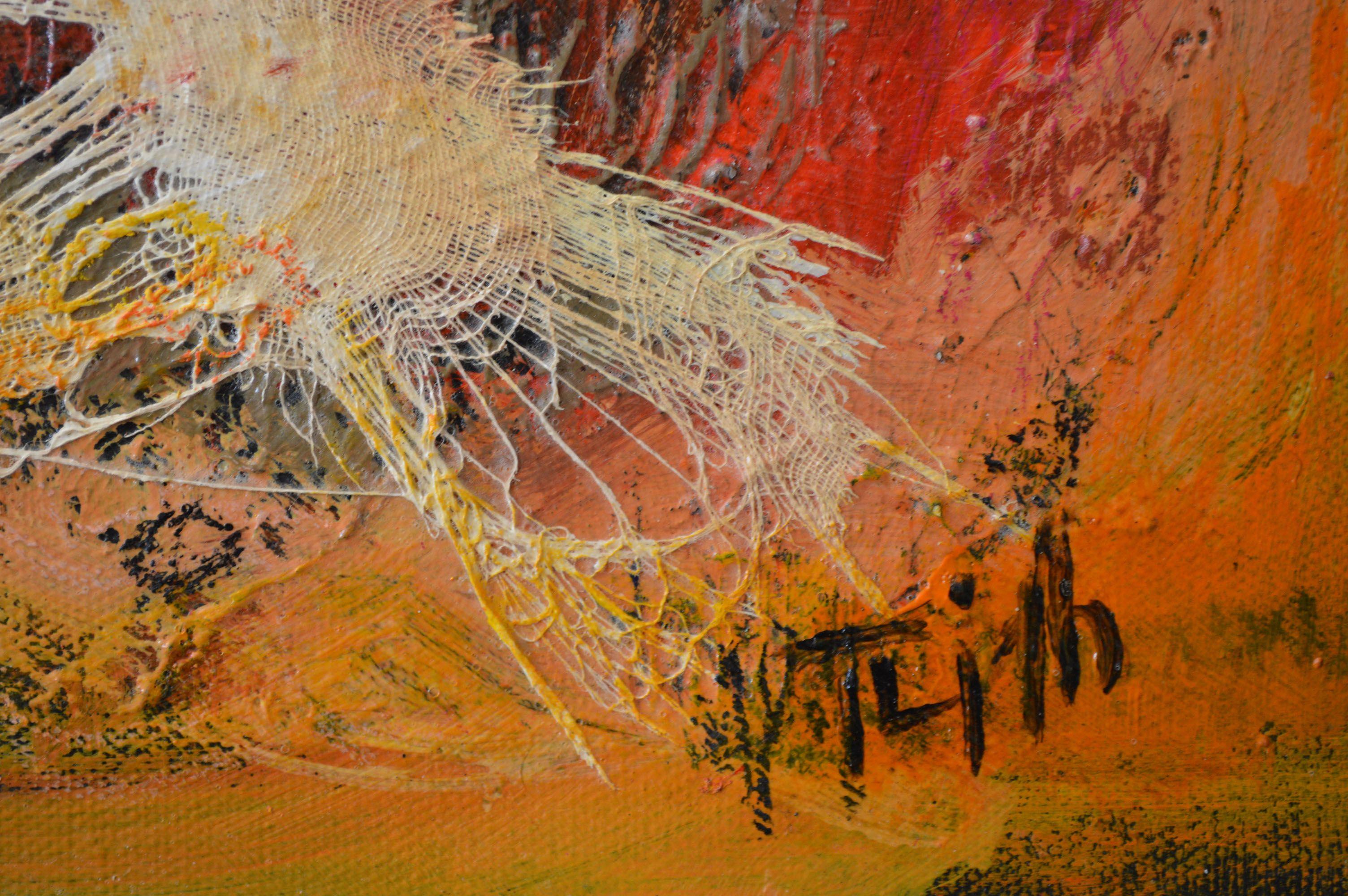 Aceri sulle rocce, Pittura, Acrilico su pannello di Wood - Painting Astratto di Therese Lydia Joseph
