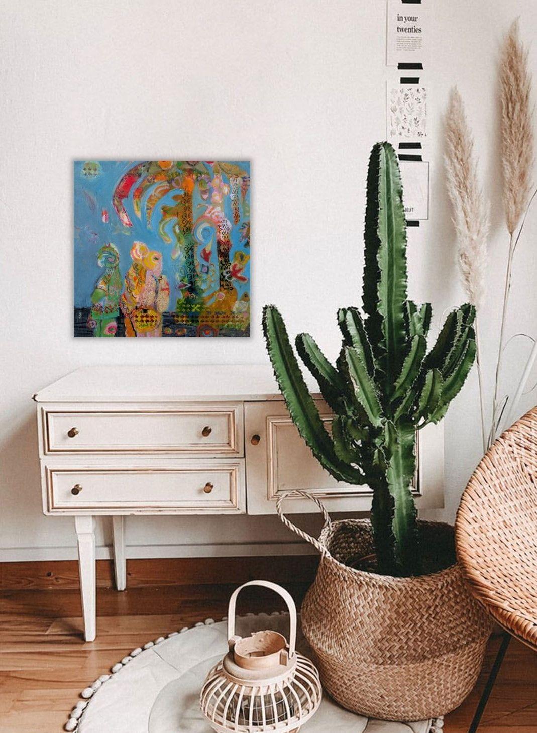 Donde el cielo siempre es azul, Pintura, Acrílico sobre lienzo - Painting Expresionista de Therese Lydia Joseph