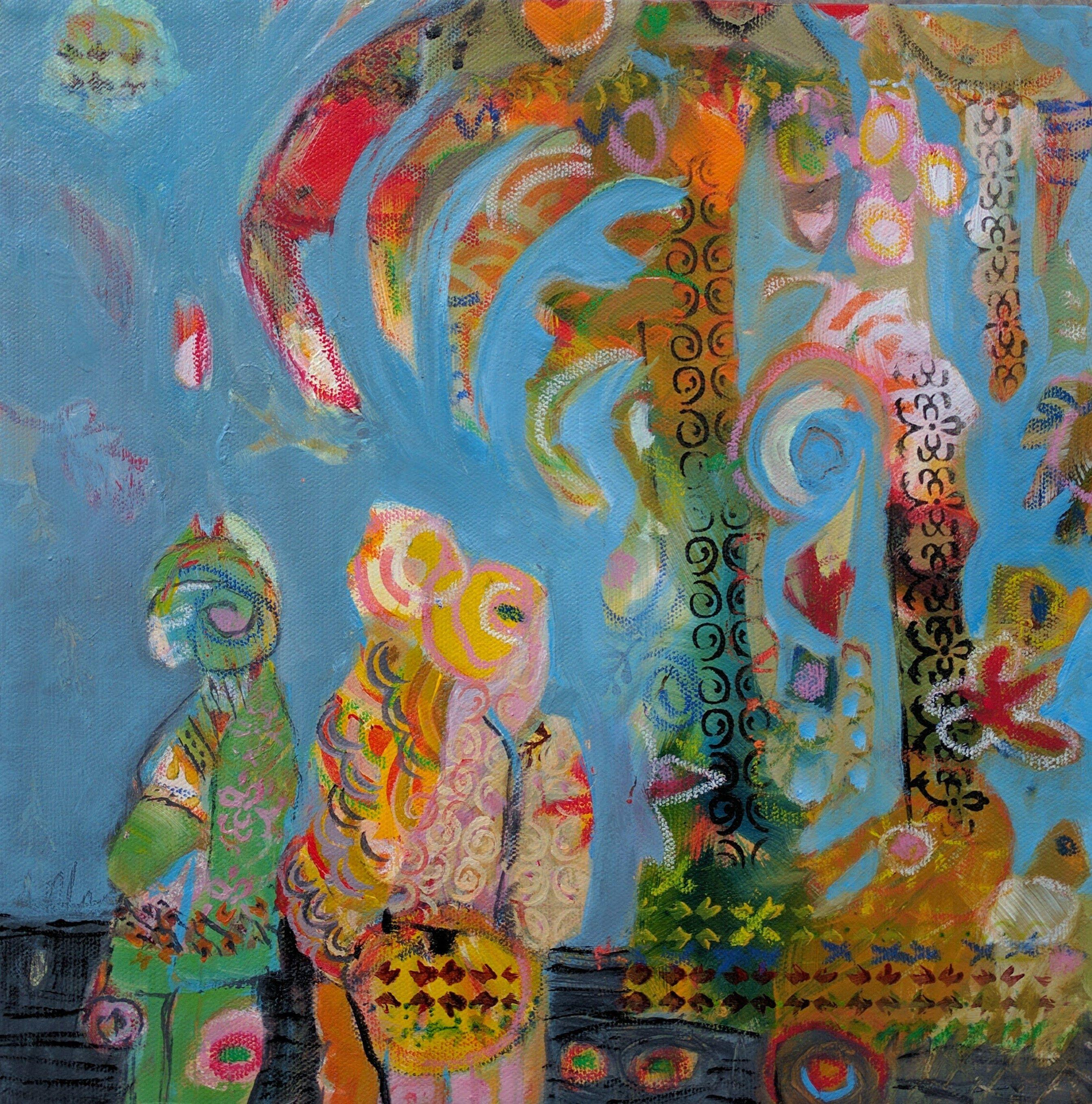 Donde el cielo siempre es azul, Pintura, Acrílico sobre lienzo - Painting de Therese Lydia Joseph