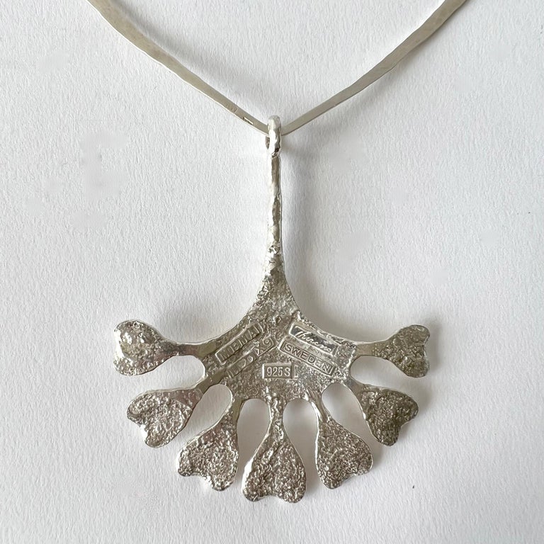 Theresia Hvorslev for Mema Swedish Modern Sterling Silver Pendant Necklace In Good Condition For Sale In Los Angeles, CA
