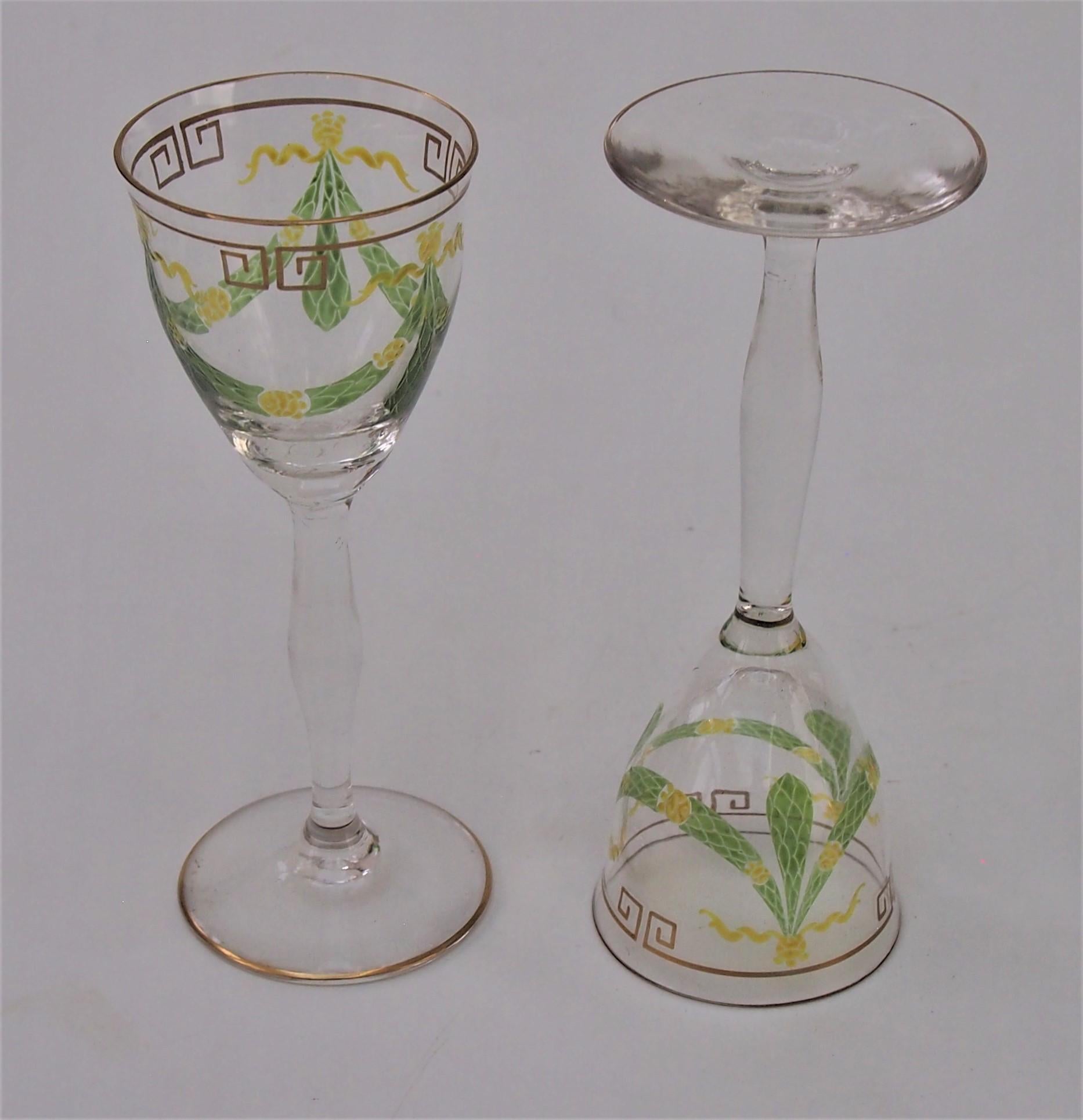 Theresienthal enamel decanter and two liqueur glasses c1907 For Sale 3