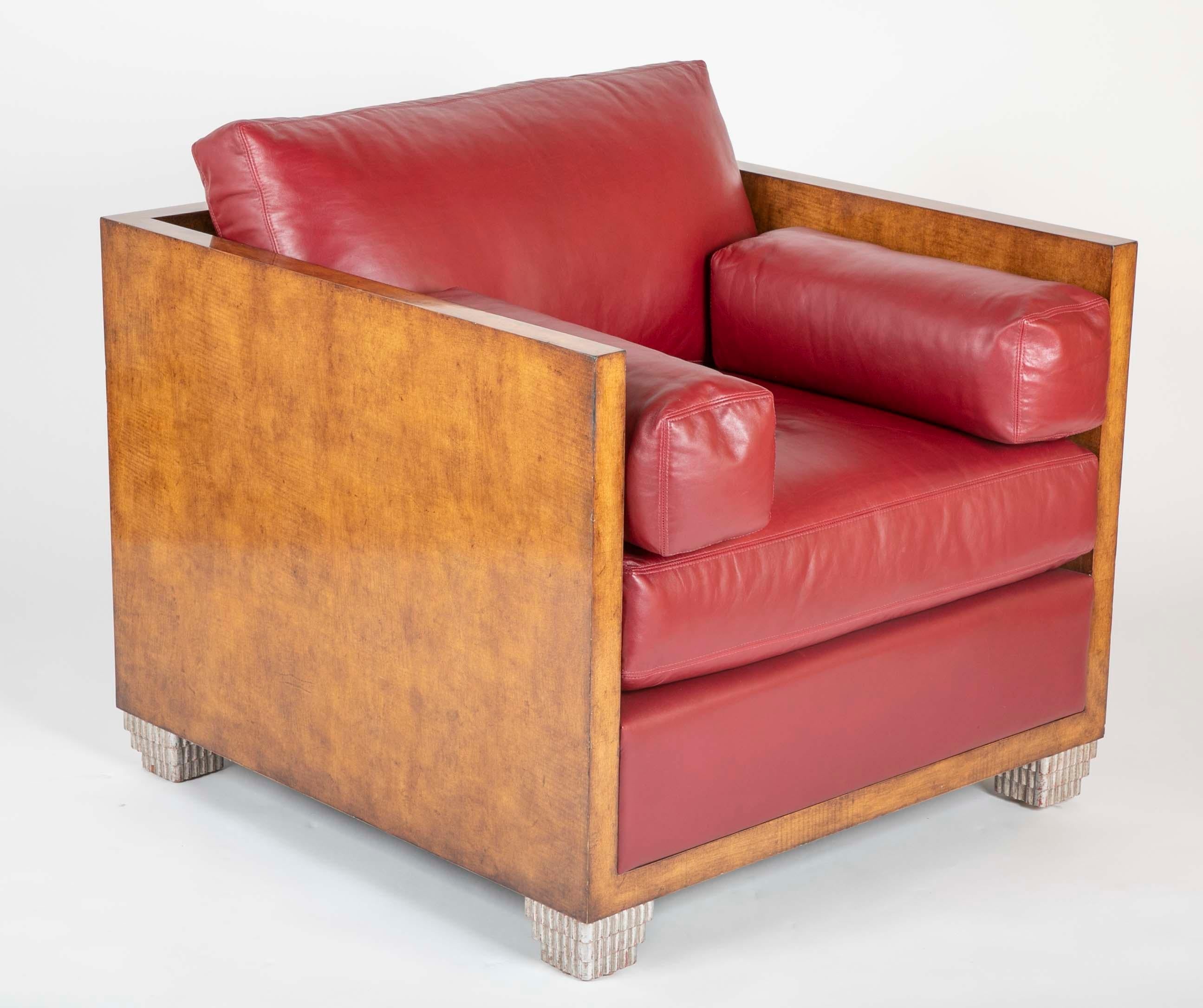American Therien Studio Workshops Custom Made Art Deco Style Club Chairs