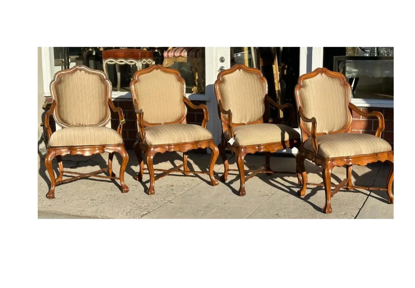 Therien Workshops for Dessin Fournir Italian Walnut Arm Chair - Venetian 1 of 4 In Good Condition For Sale In LOS ANGELES, CA
