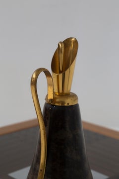 Thermal carafe in brass and Parchment by Aldo Tura for Macabo