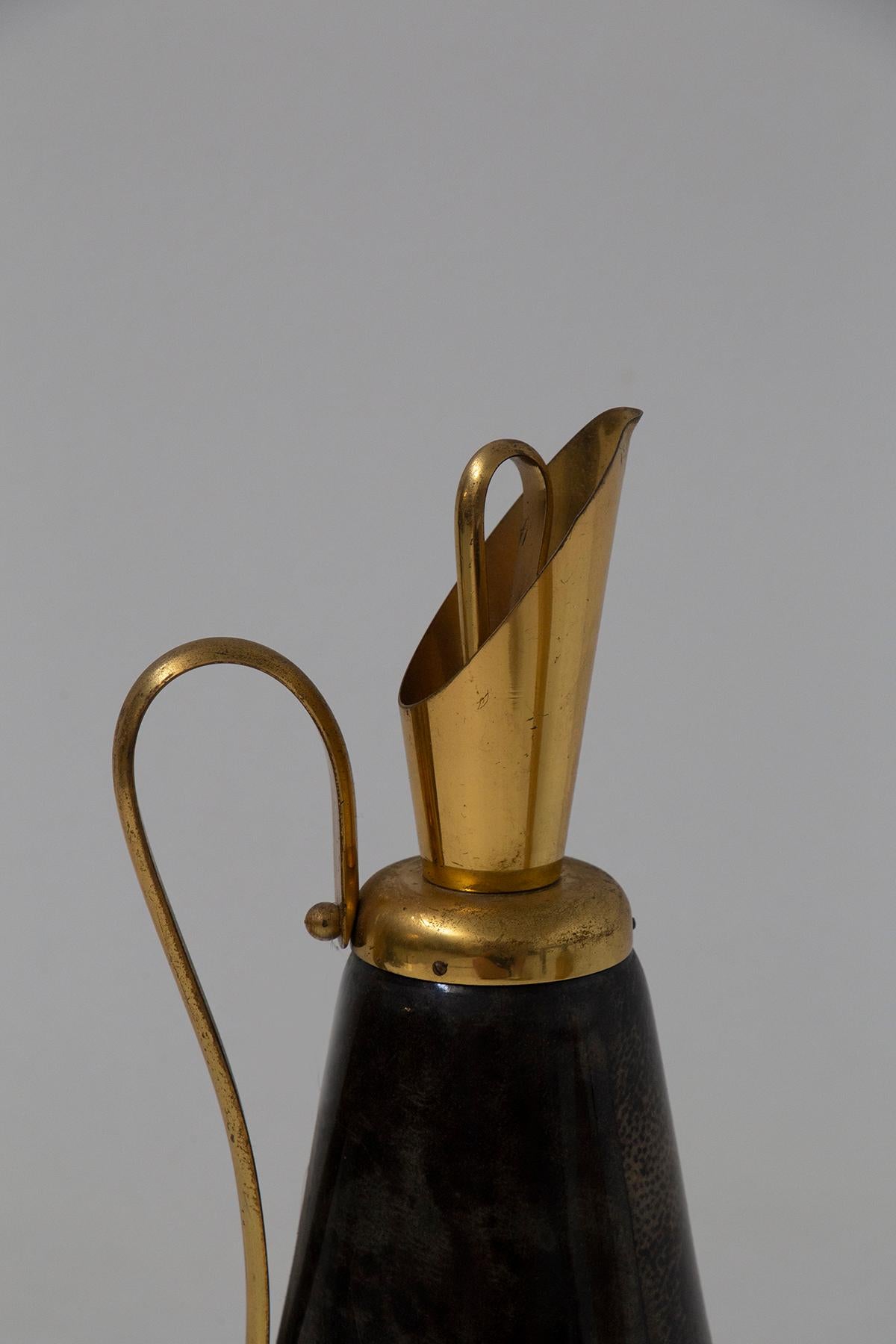 Italian Thermal carafe in brass and Parchment by Aldo Tura for Macabo
