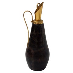 Retro Thermal carafe in brass and Parchment by Aldo Tura for Macabo