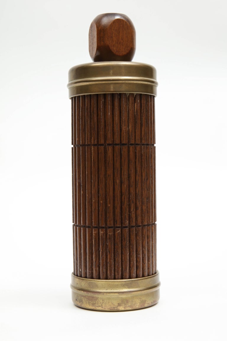 Mid-Century Modern Thermo from Japan, Mid-Century, circa 1950, Bamboo, Brown with Metal Details For Sale