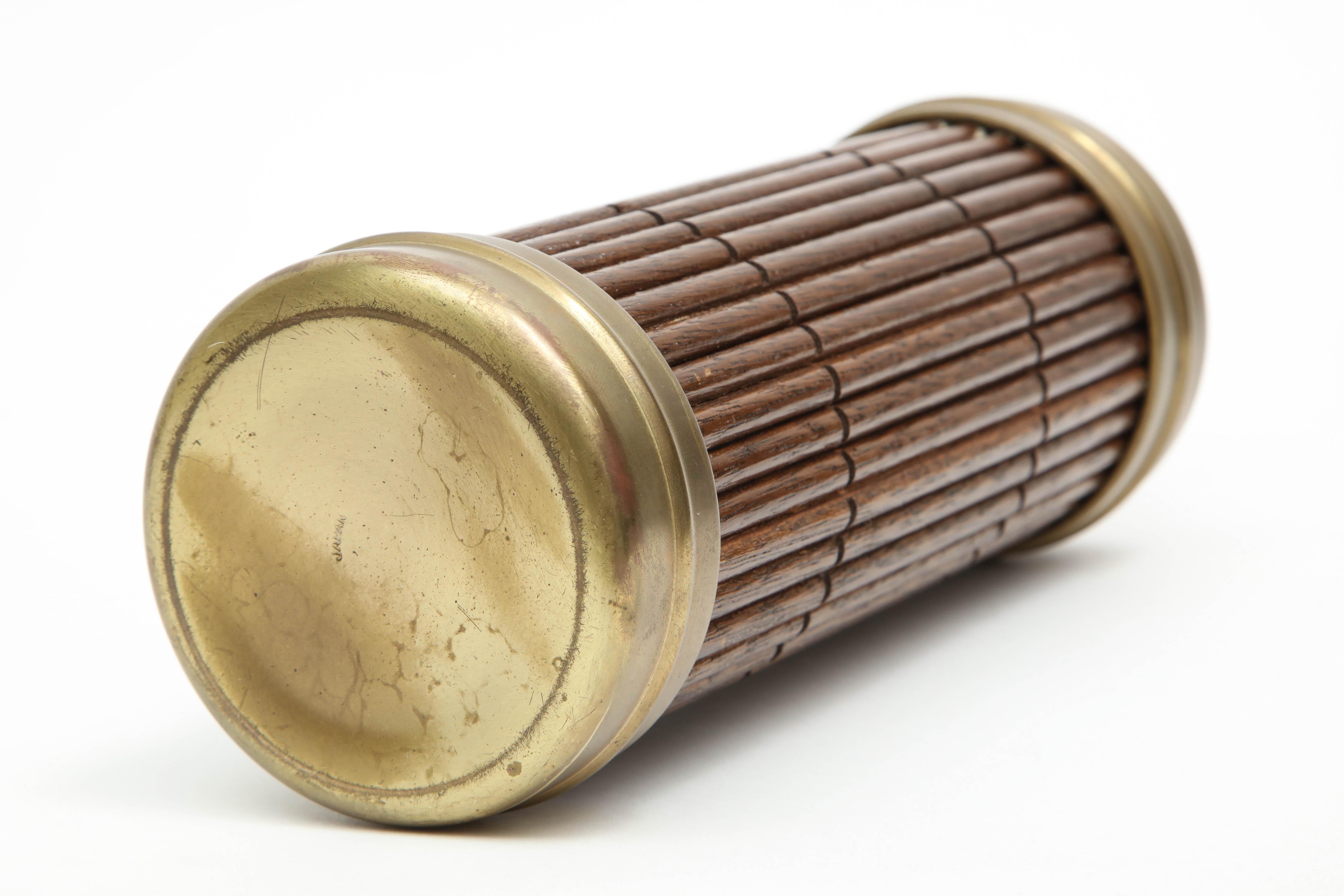 Thermo from Japan, Midcentury, Brown Bamboo with Metal Details, C 1950, Japan In Good Condition For Sale In New York, NY