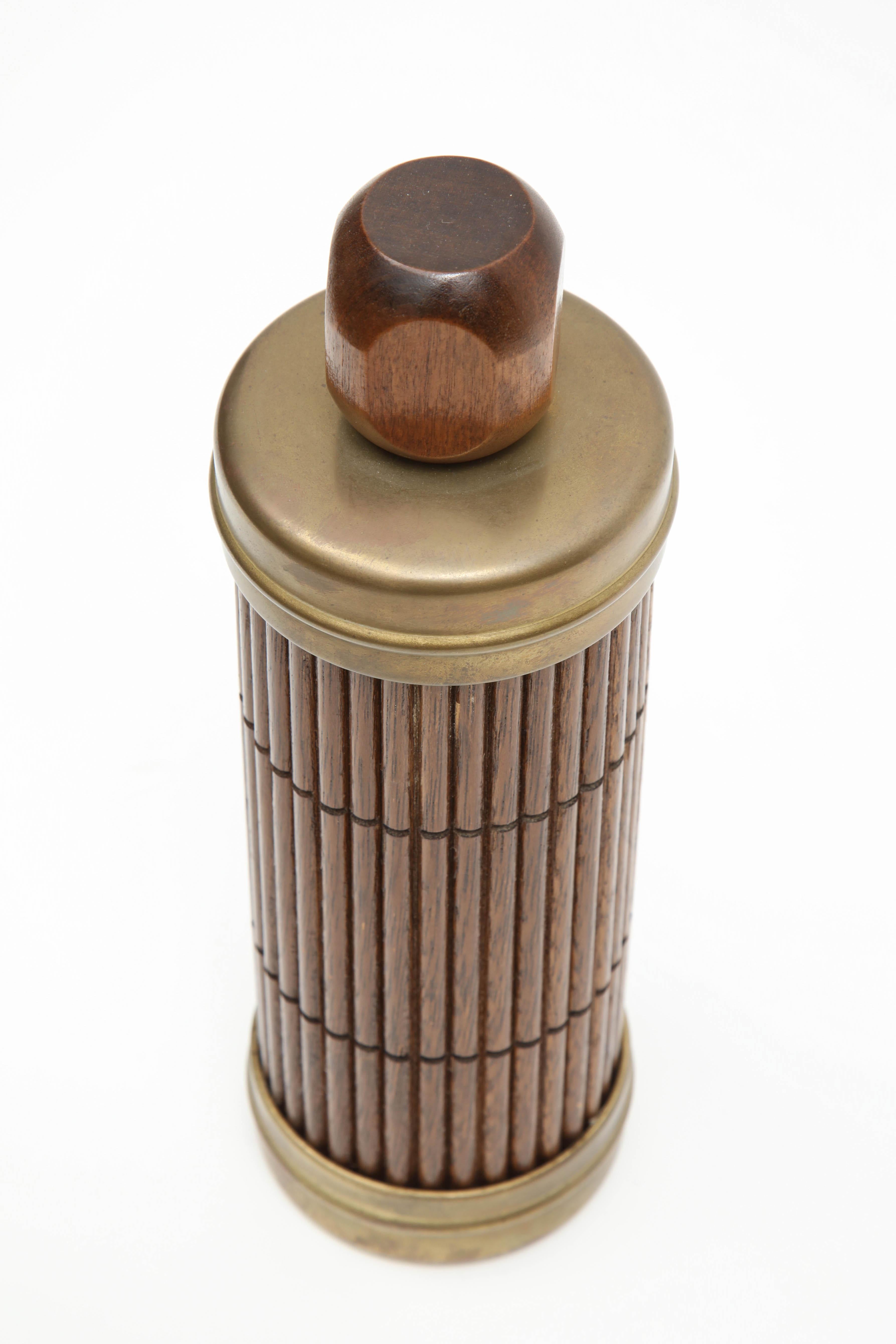 Mid-20th Century Thermo from Japan, Midcentury, Brown Bamboo with Metal Details, C 1950, Japan For Sale