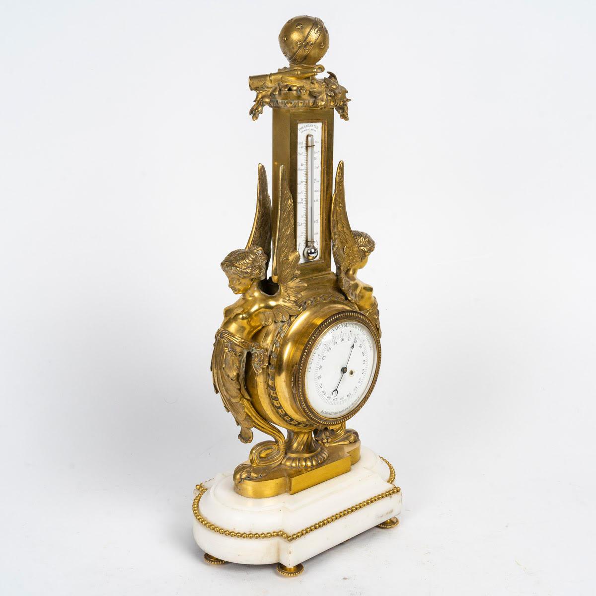 Termometro e barometro in bronzo dorato, periodo Napoleone III, XIX secolo. In condizioni buone in vendita a Saint-Ouen, FR