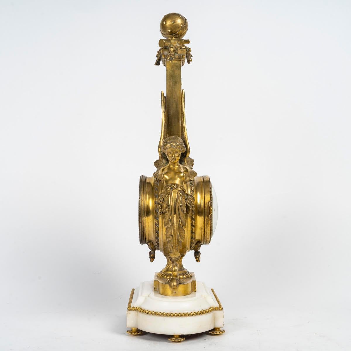Bronzo Termometro e barometro in bronzo dorato, periodo Napoleone III, XIX secolo. in vendita
