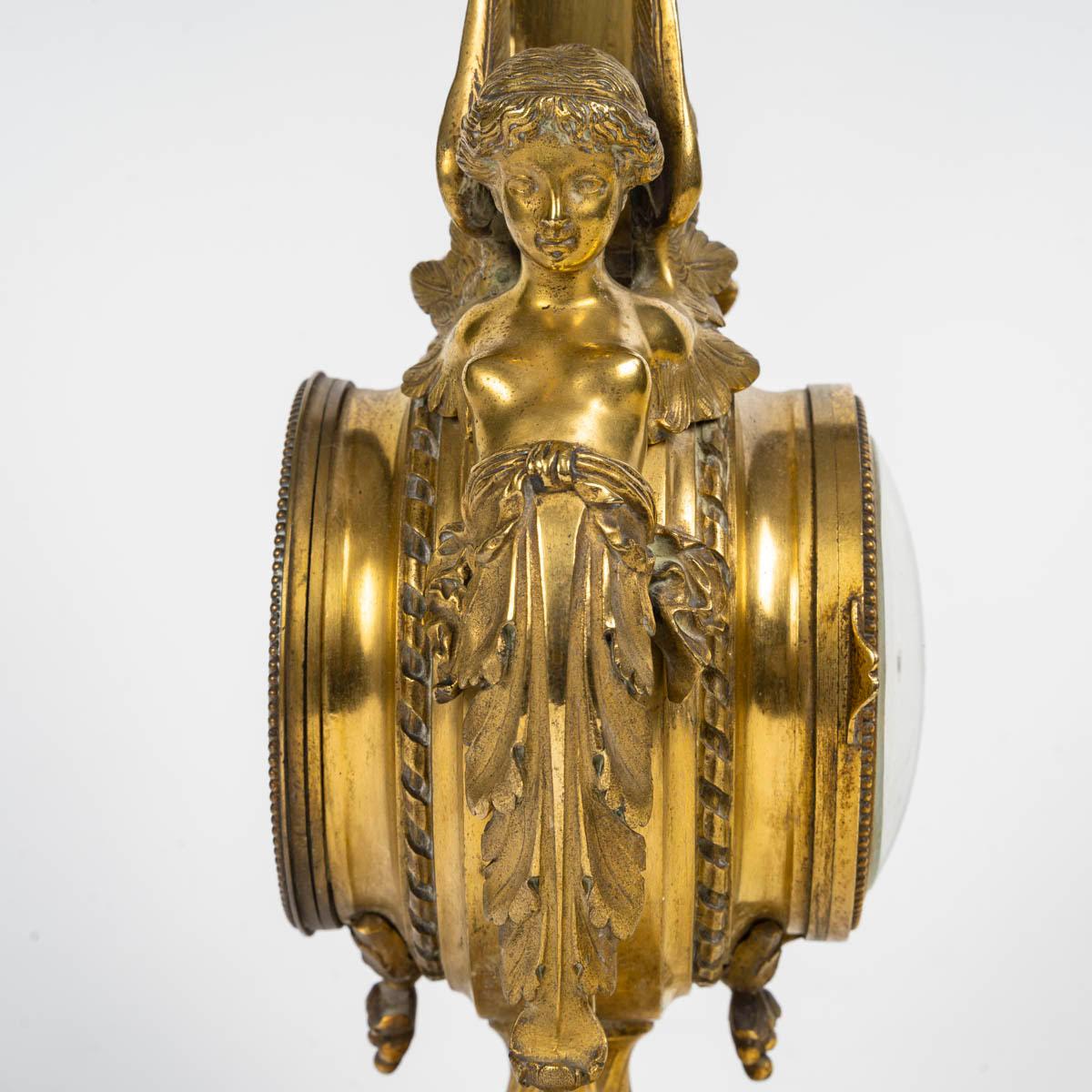 Termometro e barometro in bronzo dorato, periodo Napoleone III, XIX secolo. in vendita 1