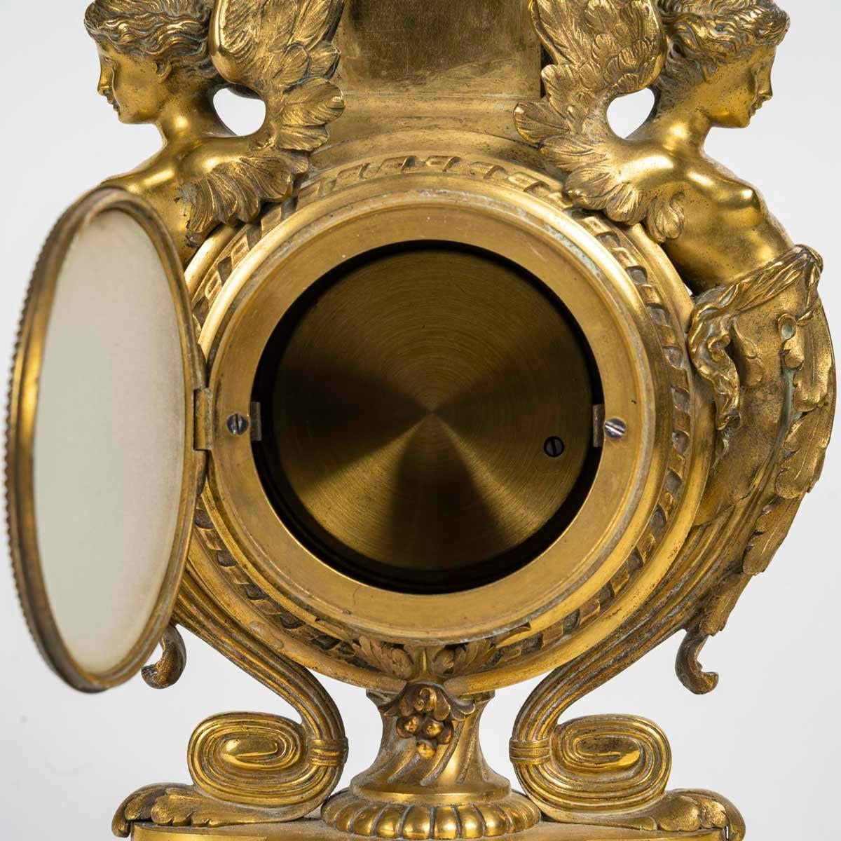 Termometro e barometro in bronzo dorato, periodo Napoleone III, XIX secolo. in vendita 3