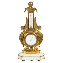 Thermometer, Barometer in Gilt Bronze, Napoleon III Period, 19th Century.