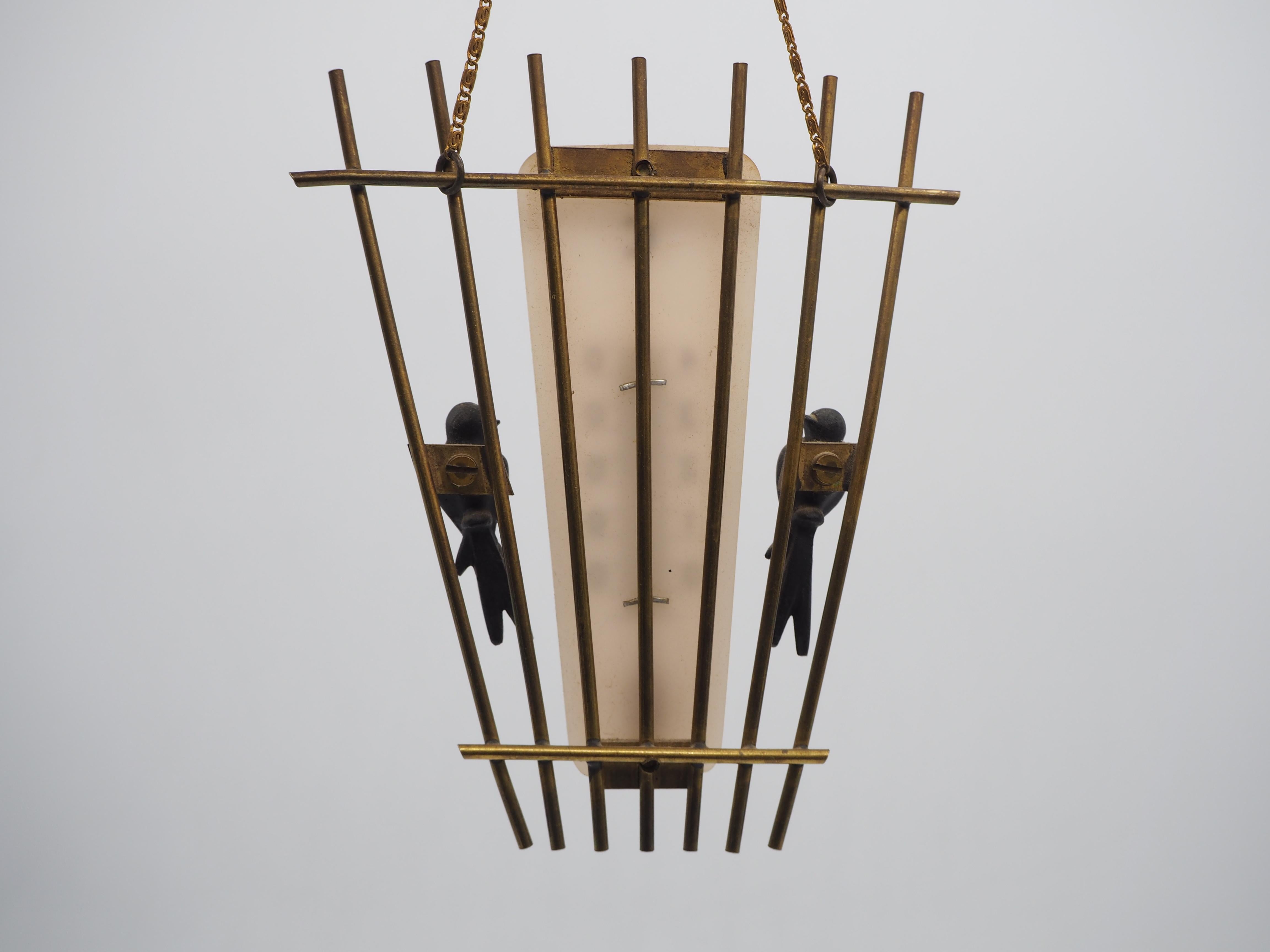 20th Century Thermometer with Birds, Wood and Brass, Walter Bosse/Hertha Baller Vienna For Sale