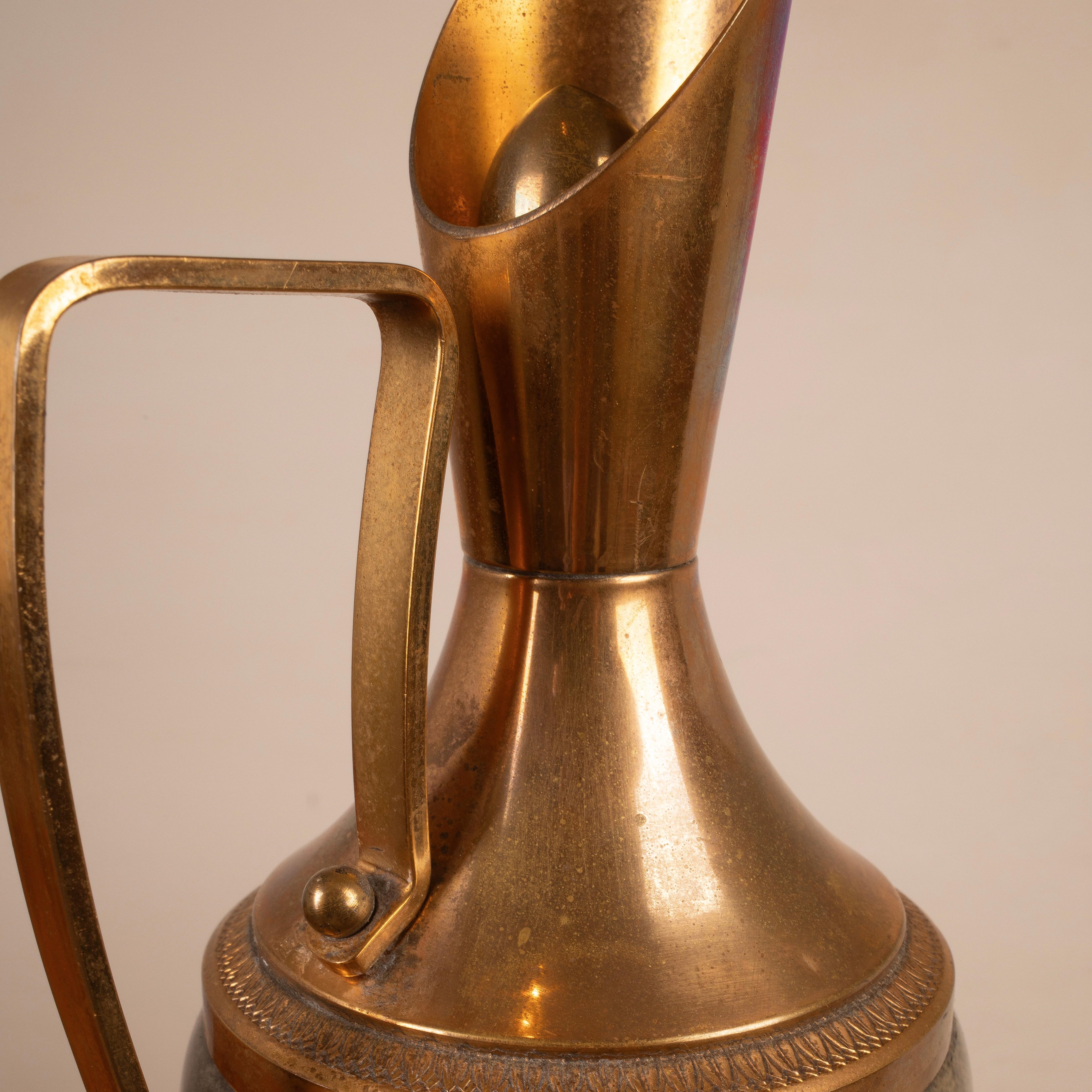 Thermoskanne aus grauem Pergament und Messing von Aldo Tura, 1960 im Angebot 8