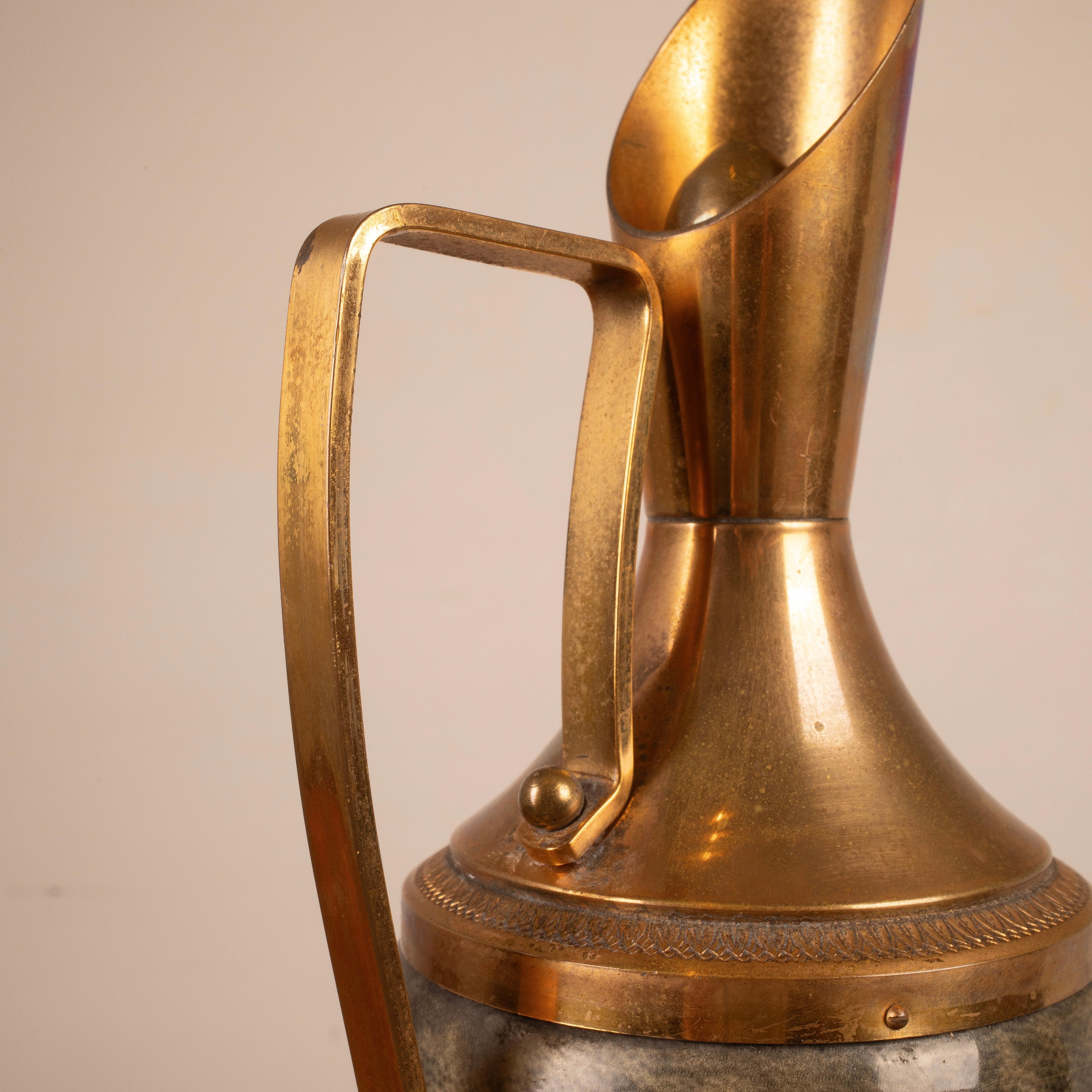 Thermoskanne aus grauem Pergament und Messing von Aldo Tura, 1960 im Angebot 9