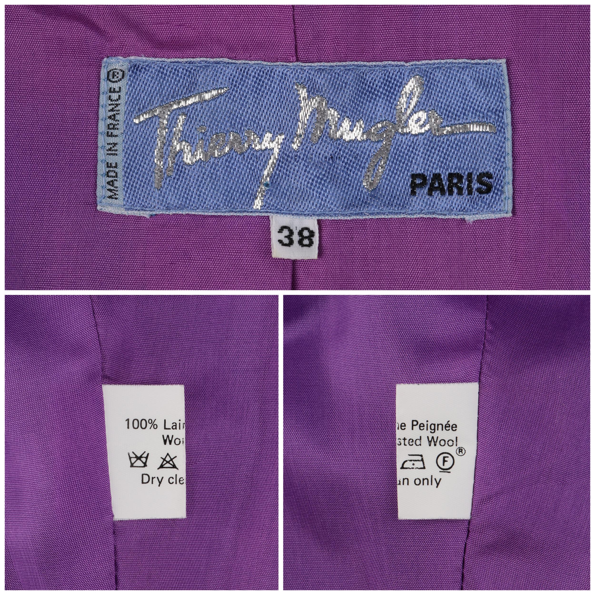 THERRY MUGLER c.1980’s Purple “Evil Eye” Structured Zip Up Peplum Blazer Jacket 5