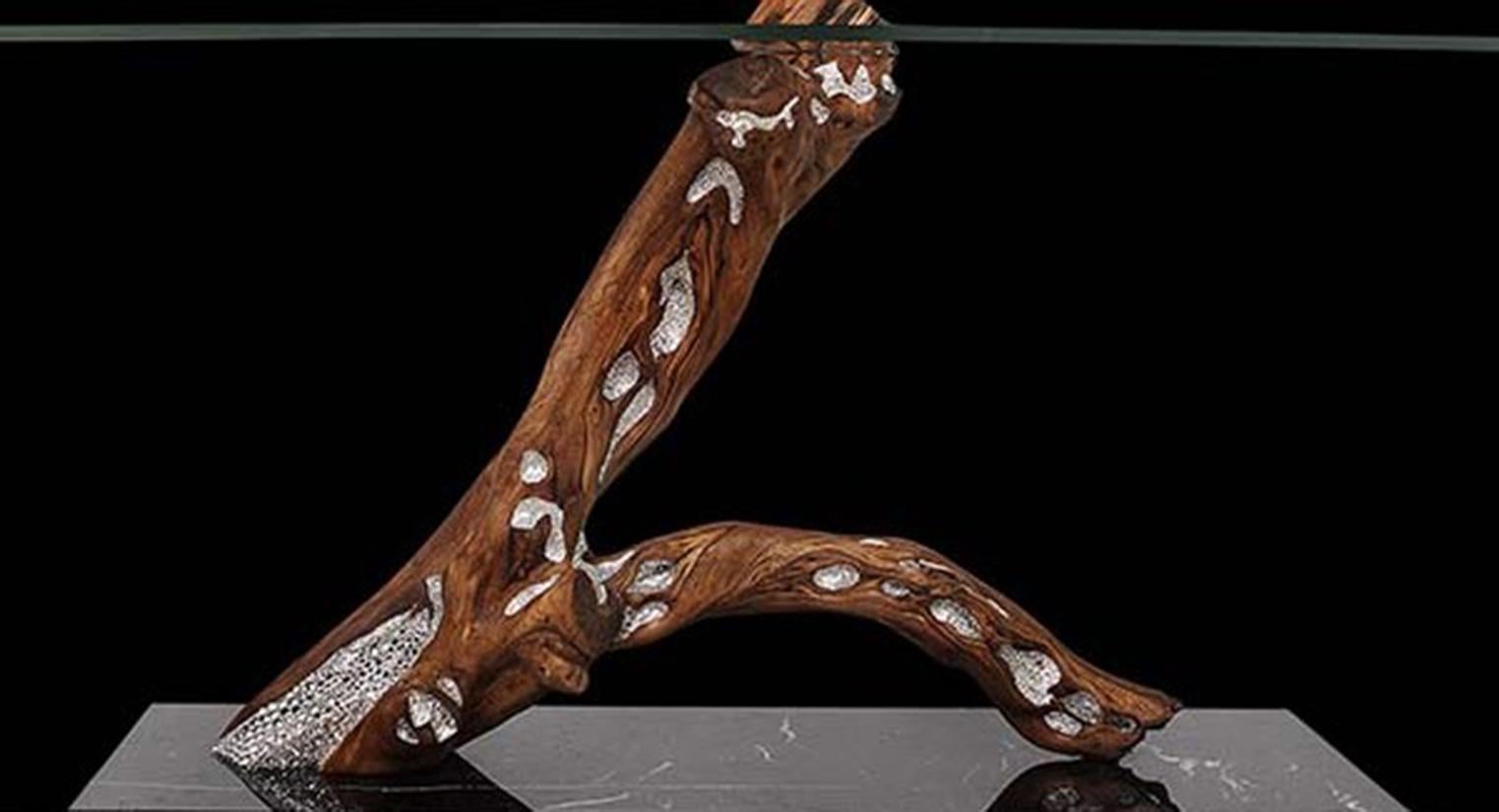 Thesaurus I Contemporary Design table with Swarovski Crystals, Marquina