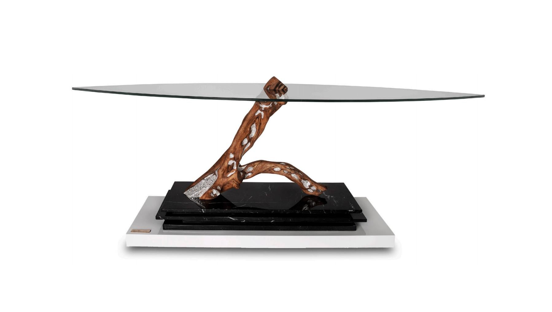 Thesaurus I Contemporary Design table with Swarovski Crystals, Marquina