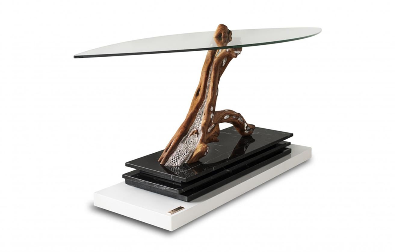 Thesaurus I Contemporary Design table with Swarovski Crystals, Marquina