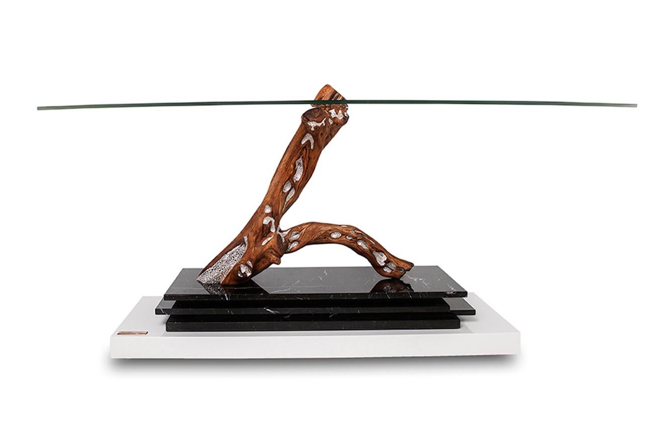 Thesaurus I Contemporary Design table with Swarovski Crystals, Marquina