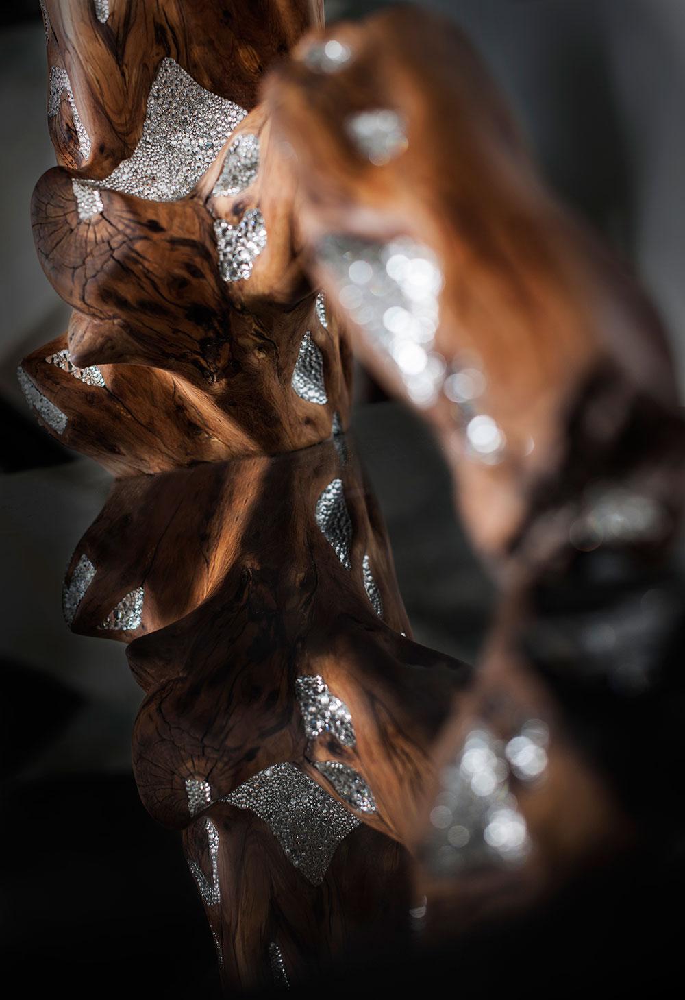 Thesaurus I Contemporary Design table with Swarovski Crystals, Marquina