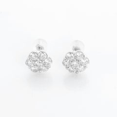 These Platinum Diamond Flower Studs showcase timeless beauty with seven brillian