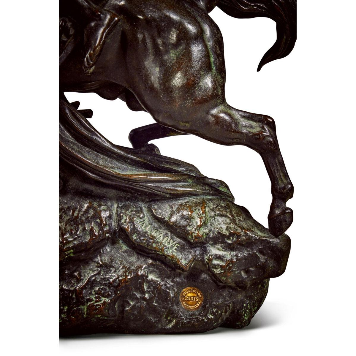 Cast Theseus and the Centaur Patinated Bronze Statue by Antoine-Louis Barye For Sale