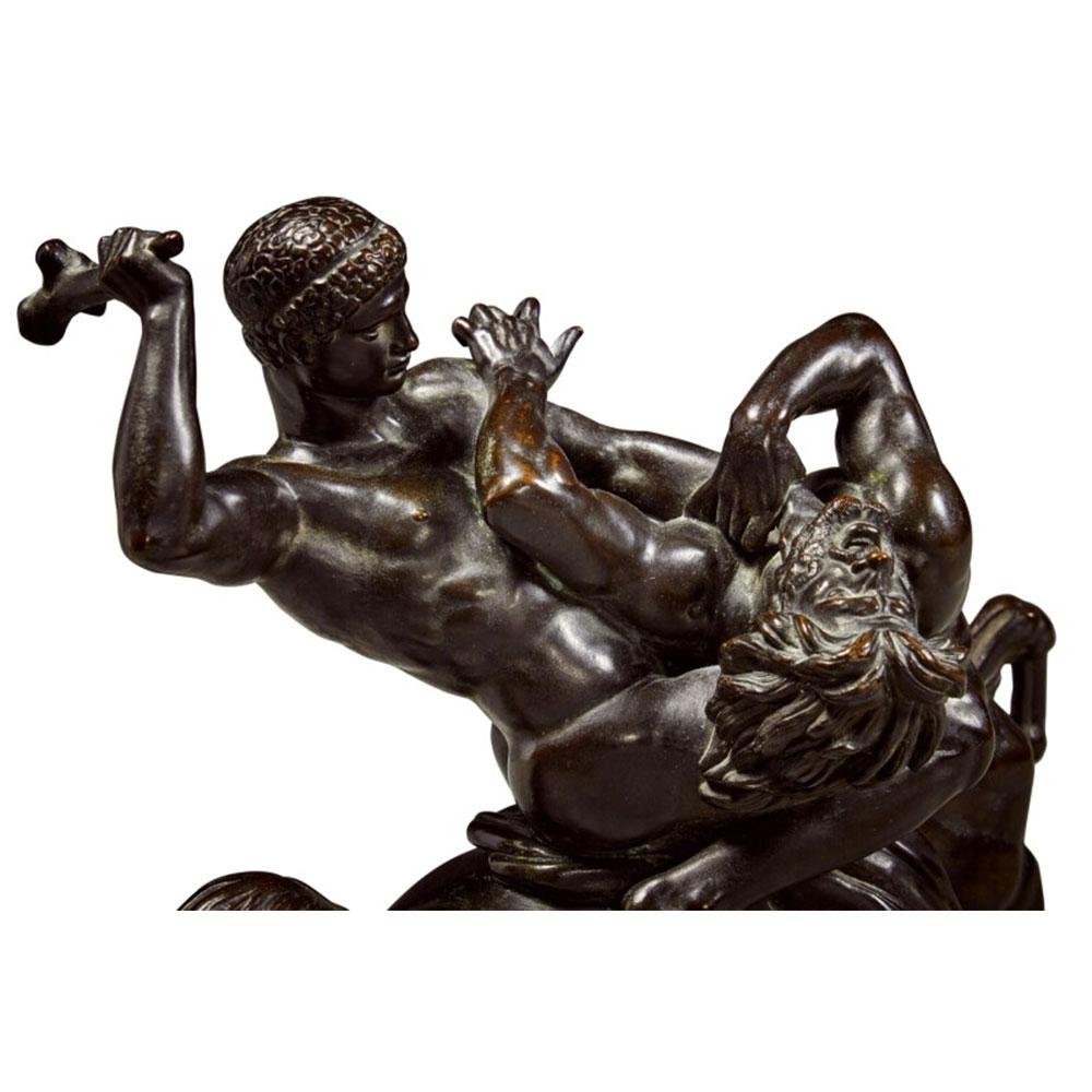 Theseus and the Centaur Patinated Bronze Statue by Antoine-Louis Barye In Good Condition For Sale In New York, NY