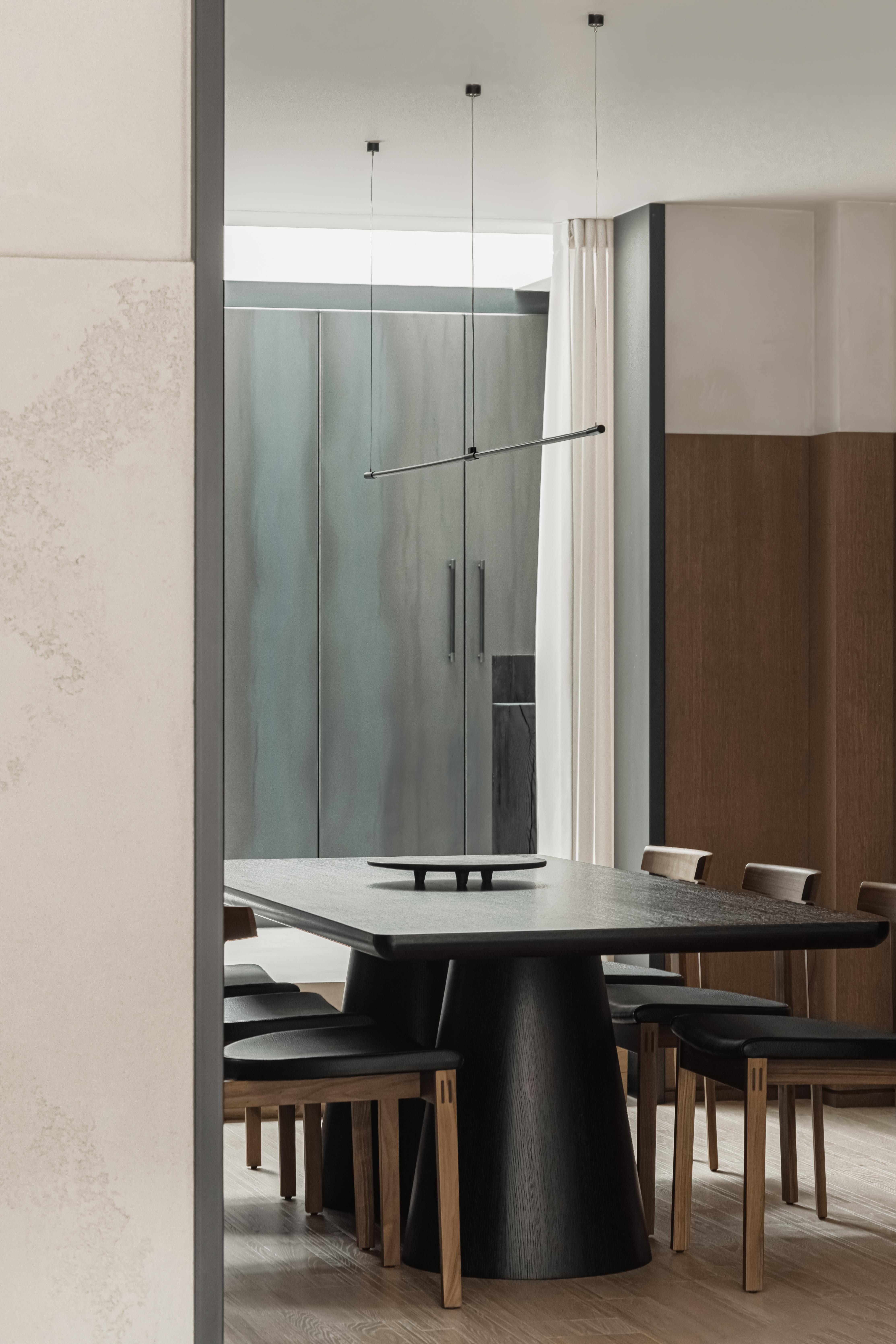 Contemporary Theseus Rectangular Dining Table in Dark Brown Stained Oak by OZA Design For Sale