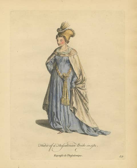 Thessalonian Bride Costume Print - Ottoman Dress Engraving, Jefferys, 1749