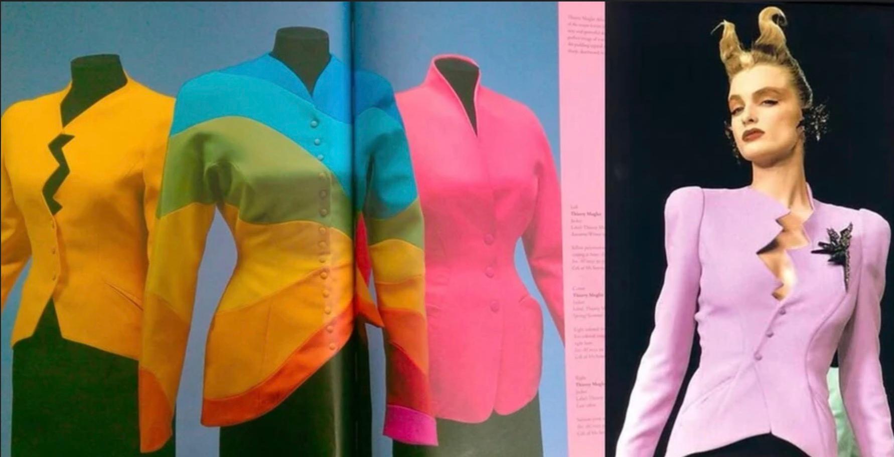 
Heiliger Gral.
Museumswürdig. Spektakuläres Rosa! Thierry Mugler Blazer, die Zickzackform des Blitzes war ikonisch für die Kollektion 