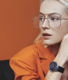 THEY - 41mm vintage blue and gold quartz watch unisex