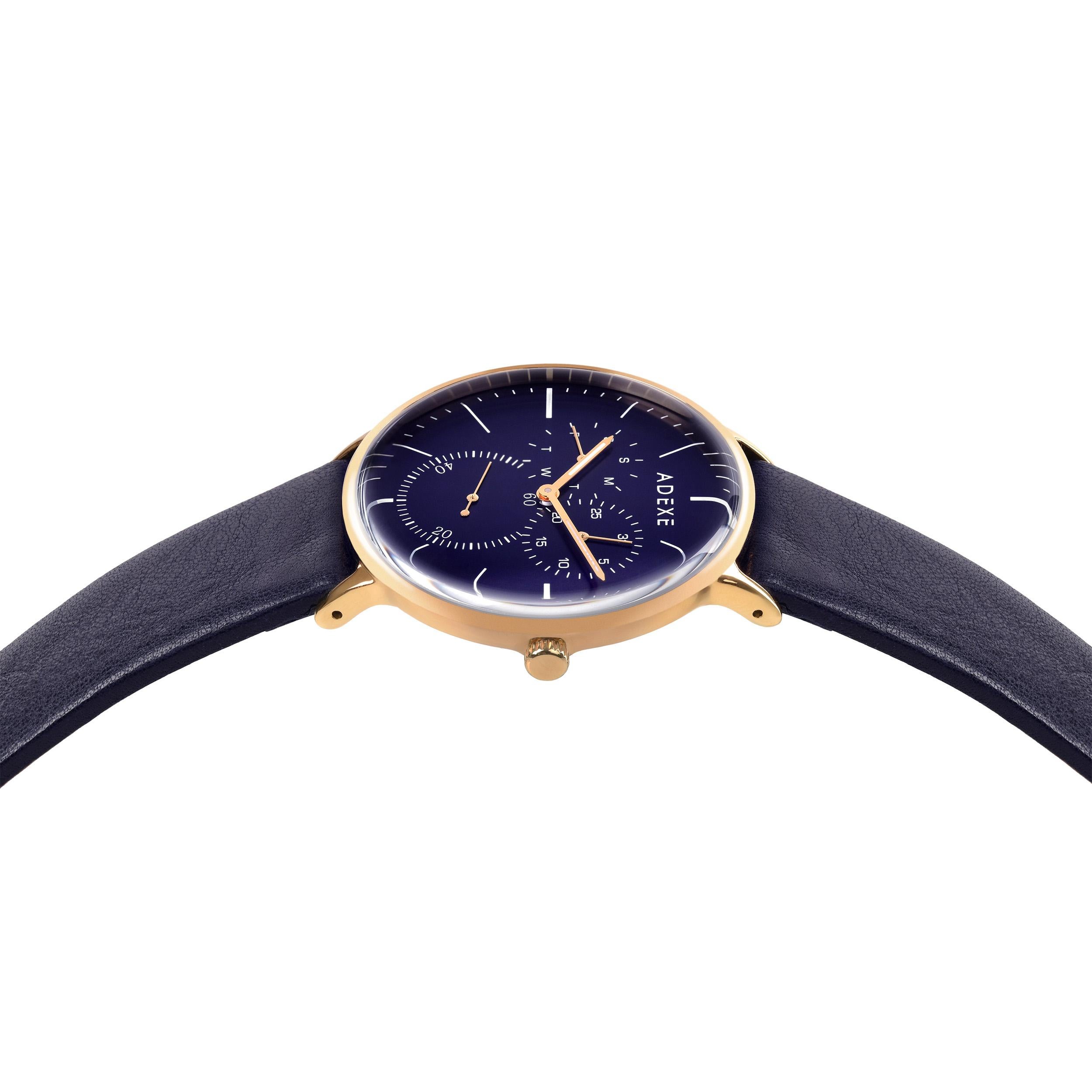 THEY - 41mm vintage blue and gold quartz watch unisex In New Condition For Sale In Tsuen Wan District, HK