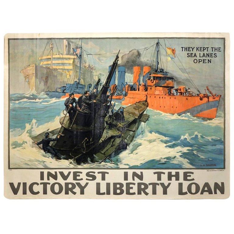 American They Kept the Sea Lanes Open, Original 1918 WWI Poster