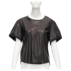 THEYSKENS THEORY negro 100% piel de becerro Camiseta con mangas acampanadas y dobladillo alto S
