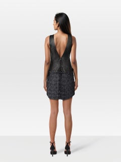 Theyskens' Theory - Vestito in pelle nera e tweed navy taglia XS