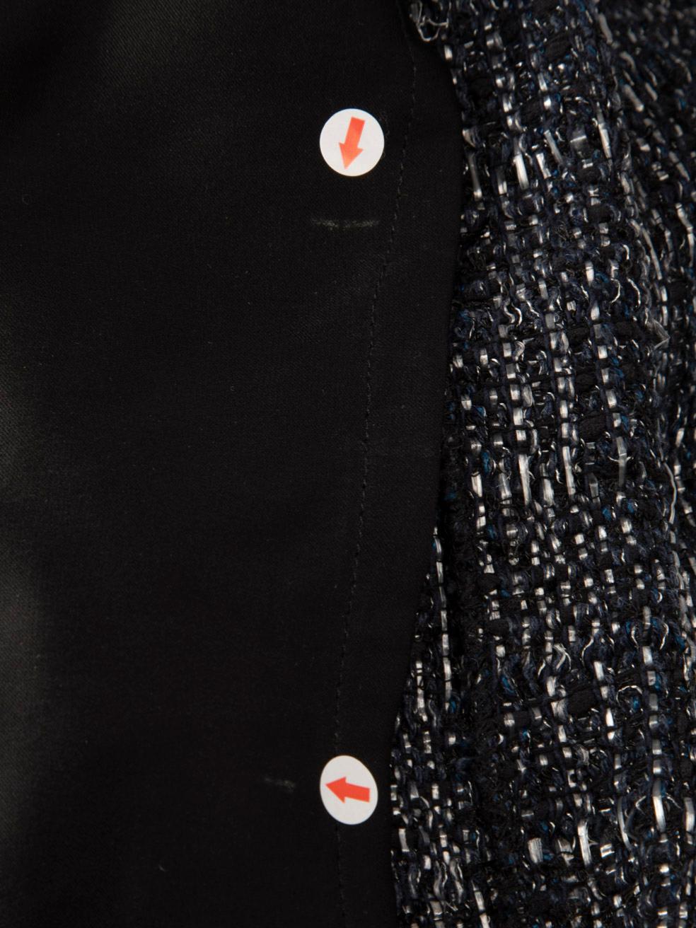 Theyskens' Theory Robe en cuir noir et tweed marine Taille XS Excellent état - En vente à London, GB