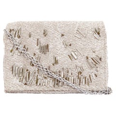 THEYSKENS THEORY gris argenté embelli lurex appique fold clutch