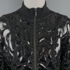 THEYSKENS THEORY Size S Black PVC Embellishment Beaded Bomber Jacket