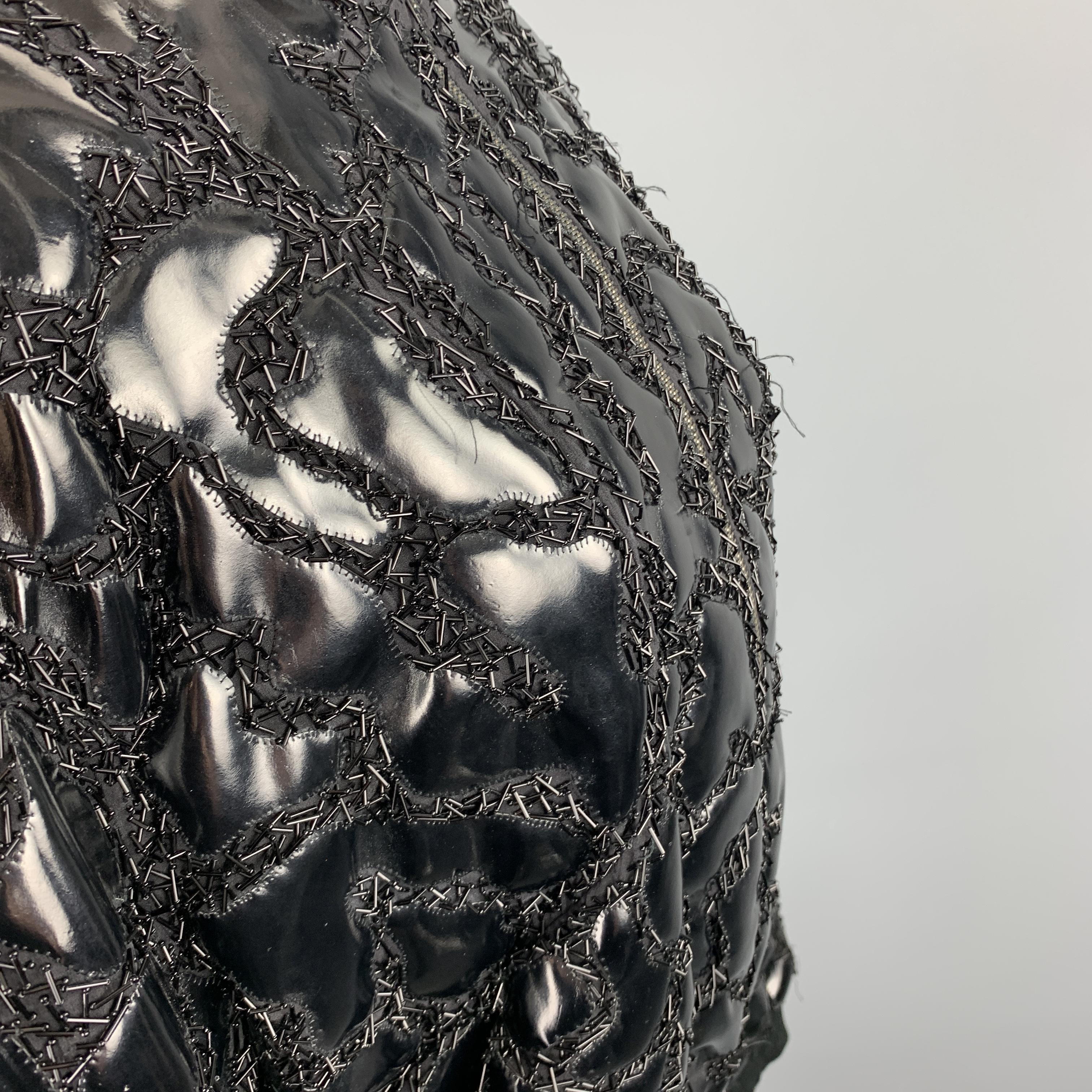 THEYSKENS THEORY Size S Black PVC Embellishment Beaded Bomber Jacket In Good Condition In San Francisco, CA